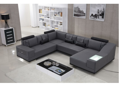 Hoekbank leren bank Big xxl U vorm woonlandschap decor bank bankstel