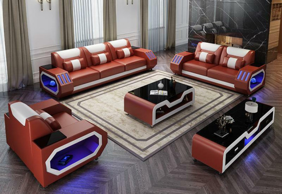 Leren bank Bank Bankstel 3+2 Set Design Moderne Bank Zitplaatsen Nieuw