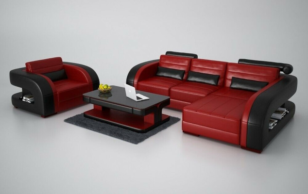 Moderne hoekbank in L-vorm bekleding Zitting Hoekbank + Fauteuil Bankstellen