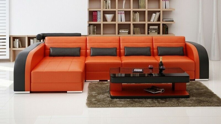 Moderne hoekbank in L-vorm bekleding Zitting Hoekbank + Fauteuil Bankstellen