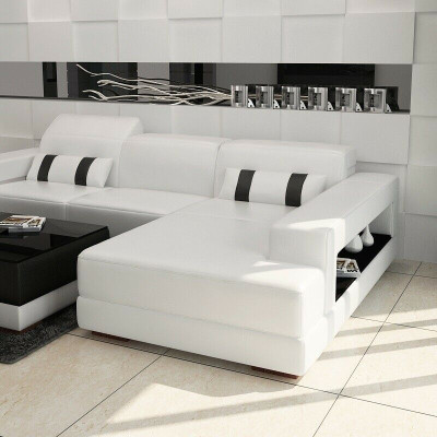 Hoekbank Bank Bekleding Woonlandschap Leer Hoekbankstel L-vorm met Voetenbank