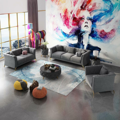 Designer bankstel 3+2+1 zits stof bankstel kussens bankstel banken