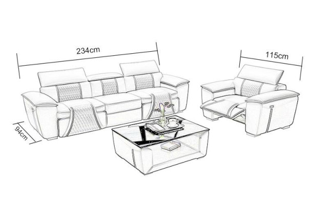 Sofaset 3-zits Set Multifunctionele Banken Gestoffeerde Bankstellen Lederen Relax Nieuw