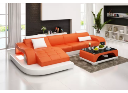 Hoekbank woonlandschap leren bank designer bank bank bank gestoffeerde hoekbank oranje.
