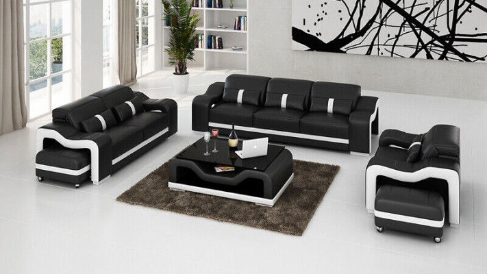 Bankstel 3-zits Set Design Bankstellen Bekleed met Leer Relax