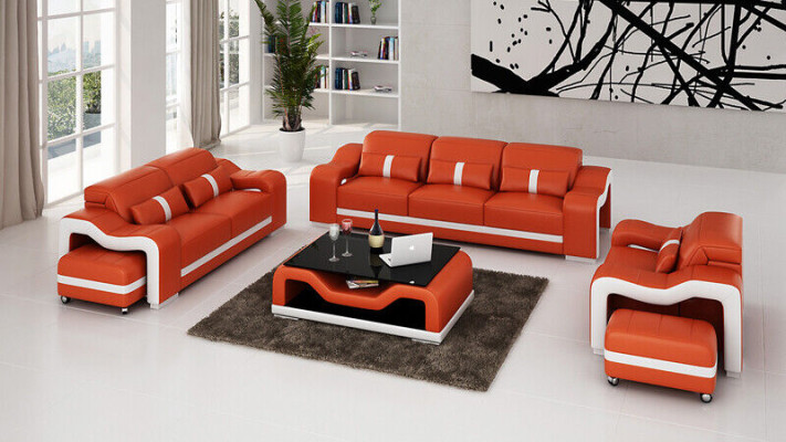 Sofaset 3-zits set Designbanken Bekledingsbanken Ontspan Leder