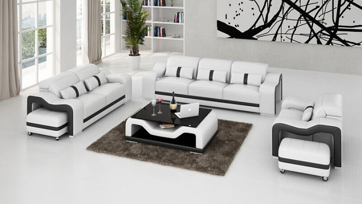 Sofaset 3-zits set Designbanken Bekledingsbanken Ontspan Leder