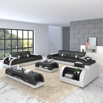 Sofaset 3+3 zits set Designbanken Gestoffeerde bankstellen Leren relaxfauteuils