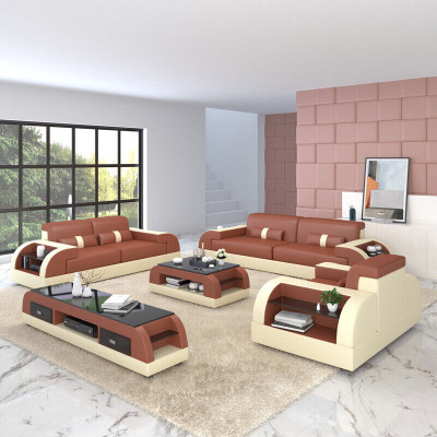 Sofaset 3+3 zits set Designbanken Gestoffeerde bankstellen Leren relaxfauteuils