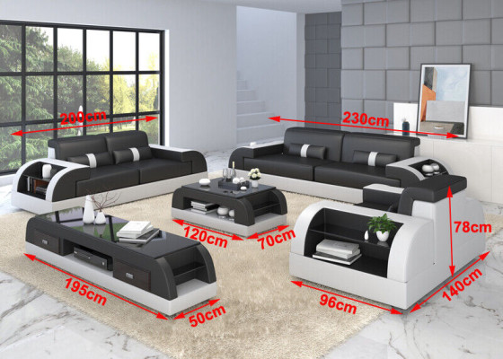 Sofaset 3+3 zits set Designbanken Gestoffeerde bankstellen Leren relaxfauteuils