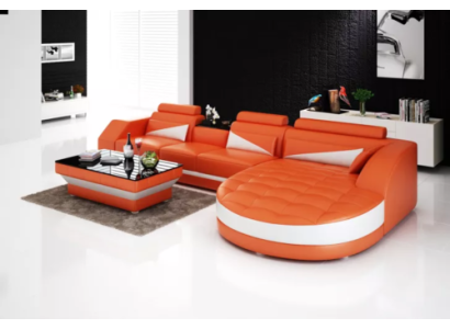 Ontwerper hoekbank woonlandschap leren bank bank bank bank bedbank L-vorm oranje