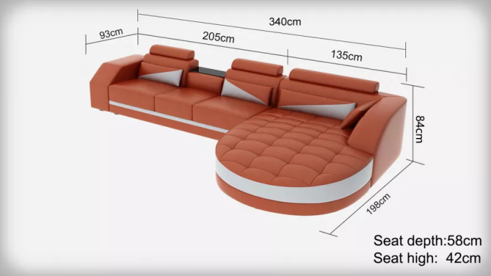 Ontwerper hoekbank woonlandschap leren bank bank bank bank bedbank L-vorm oranje