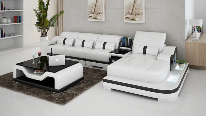 Hoekbank stof L-vorm Slaapfunctie Bank Design Bekleding Textiel Leer Hoek