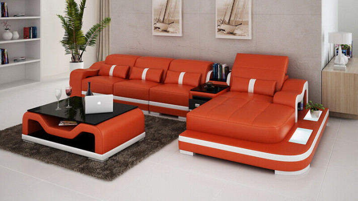Hoekbank stof L-vorm Slaapfunctie Bank Design Bekleding Textiel Leer Hoek