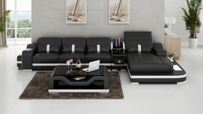 Hoekbank stof L-vorm Slaapfunctie Bank Design Bekleding Textiel Leer Hoek