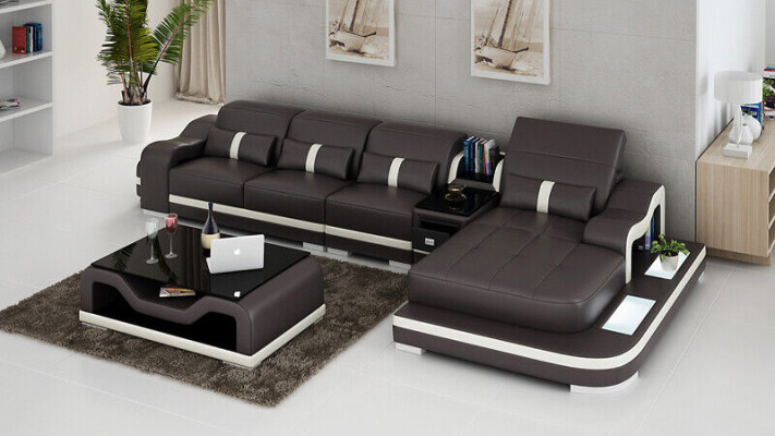 Hoekbank stof L-vorm Slaapfunctie Bank Design Bekleding Textiel Leer Hoek