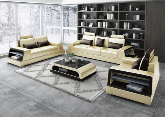 Sofagarnituur Zitbank Set Ontwerp Bankstellen Stoffen Bankstellen Lederen Moderne 3+3