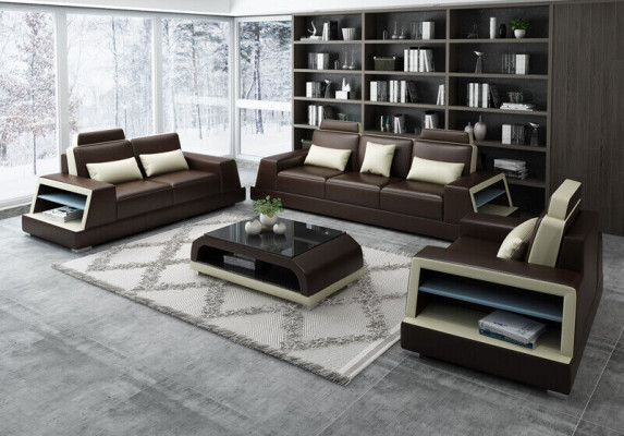 Sofagarnituur Zitbank Set Ontwerp Bankstellen Stoffen Bankstellen Lederen Moderne 3+3