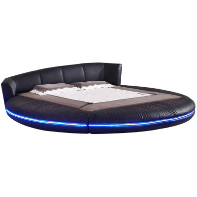 Ronde designbedden Leer Rond Bed Dubbel Luxe Hotel Frame Slaap Onmiddellijk