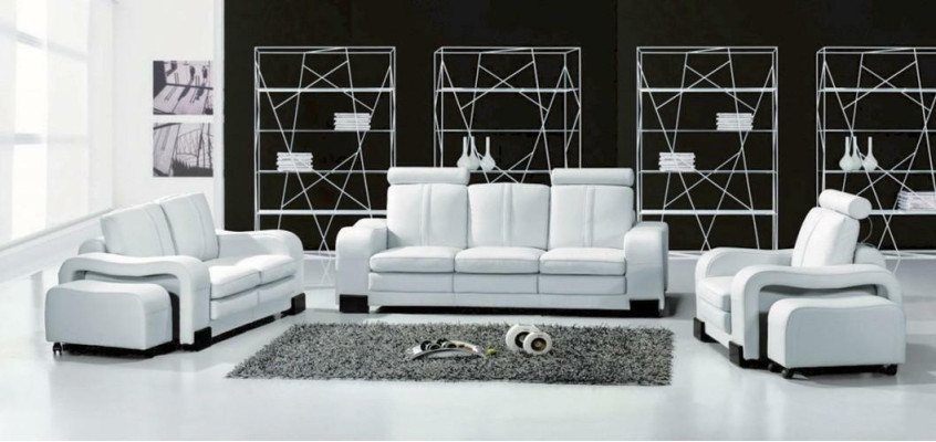 Bankstel 3-zits leren bank bank fauteuil gestoffeerde bank loungesofa