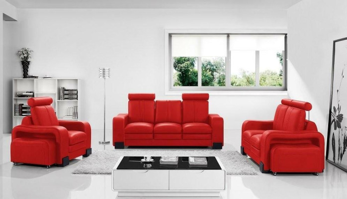 Bankstel 3-zits leren bank bank fauteuil gestoffeerde bank loungesofa