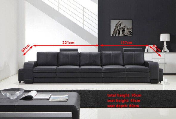 Ontwerp bekleding luxe zitbank bank lederen textielbank 5-zits vijfzits xlmeubels