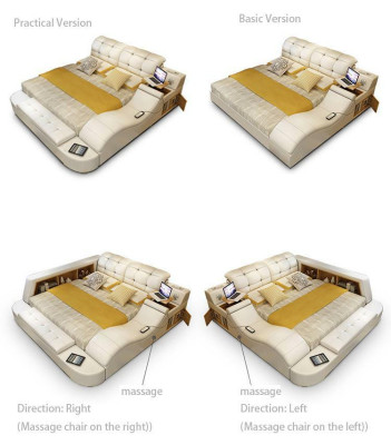 Luxe functioneel bed met kluisje, laptopplank, tweepersoonsbedden xxl hotels leer
