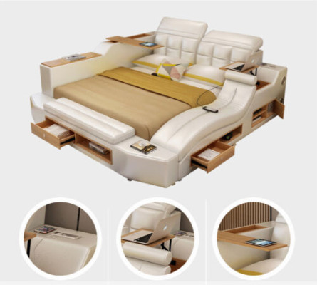 Functie Bed Tweepersoonsbed Lederen bedden Lederen Gestoffeerd Slaapkamer Huwelijk