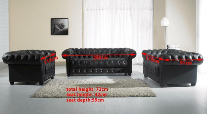 Chesterfield Bank Bank Bekleding Designer 3-zits Salon Bankstellen Nieuw