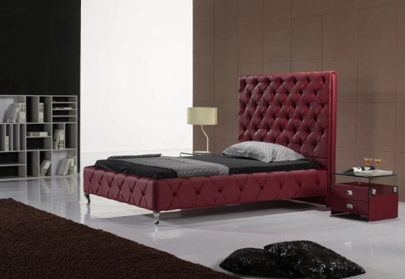 Ontwerper bed Chesterfield leer hotelbedden luxe tweepersoons slaapkamer
