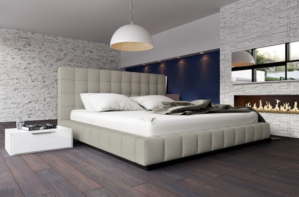 Ontwerper gestoffeerd bed bed Wit bed lederen bed tweepersoonsbed echtelijk bed designbed