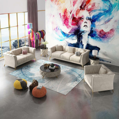 Ontwerper Chesterfield bankstel bank bankstel bankstel set fluweel 321 zitbanken