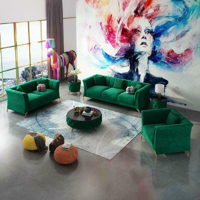 Ontwerper Chesterfield bankstel bank bankstel bankstel set fluweel 321 zitbanken