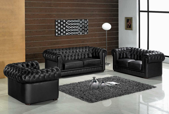 Chesterfield bankstellen bankstellen bekleden leer 3-zits bankstel sets