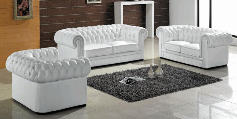 Chesterfield bankstellen bankstellen bekleden leer 3-zits bankstel sets