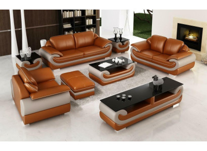 Ledersofa Bank Woonlandschap 3+2 zitsbank stel Modern Ontwerp Xlmeubilair.nl