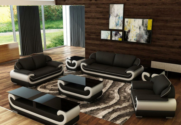 Ledersofa Bank Woonlandschap 3+2 zitsbank stel Modern Ontwerp Xlmeubilair.nl