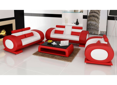 Sofa set met designbankstellen, banken, gestoffeerde 3-zitsbanken van leer, bankstellen