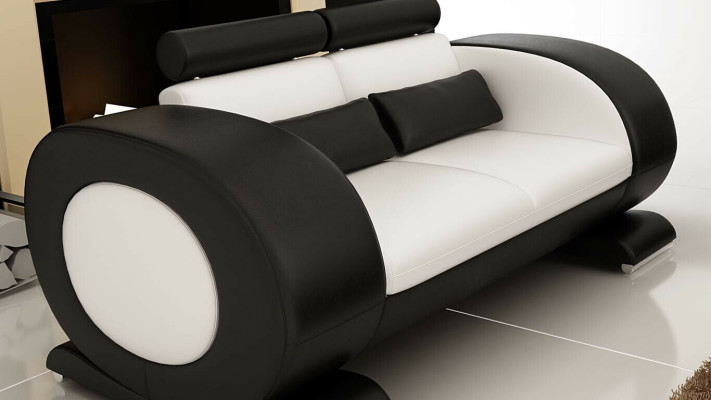 Sofa set met designbankstellen, banken, gestoffeerde 3-zitsbanken van leer, bankstellen