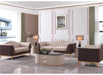 Luxemeubilair bankstel bank bank decoratie bekleding 3+2+1 zits + salontafel