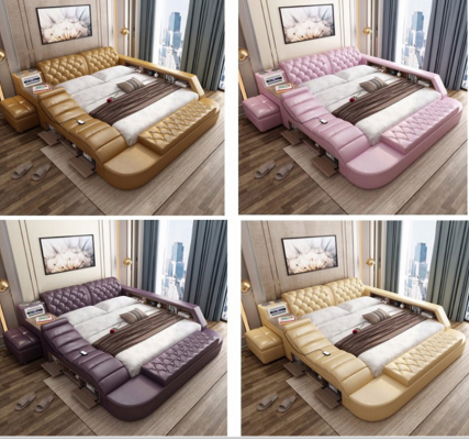 Luxe tweepersoons multifunctioneel bed met gestoffeerde waterbedden 180x200 Usb-radio muziek