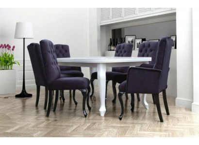6x Chesterfield Fauteuil Leun Textiel Zitkussen Stoel Designer Eetkamer stoelen