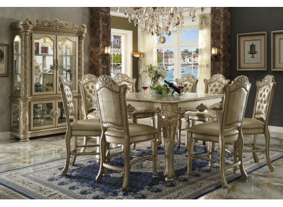 Eetkamer Eetkamerset Klassieke set Eettafel 6x Chesterfield armstoelen