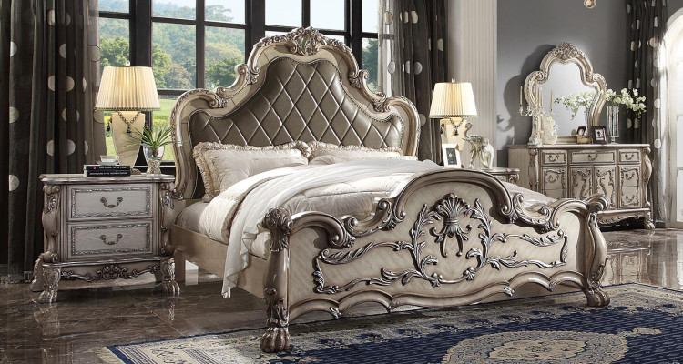 Barok bed 2x nachtkastje 3-delig. Slaapkamer set Design Luxe Slaapkamer.