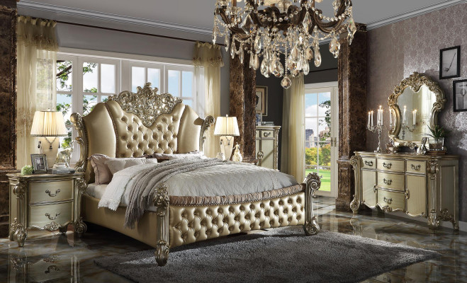 Klassiek bed Tweepersoonsbed 2x Nachtkastjes Hout Bedden Nieuw 3-delig Set