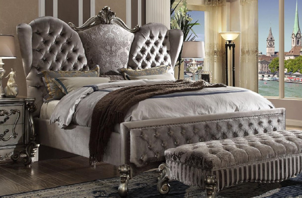 Ontwerp luxe slaapkamer 3-delige set Bed 2x nachtkastje Klassieke beddenset