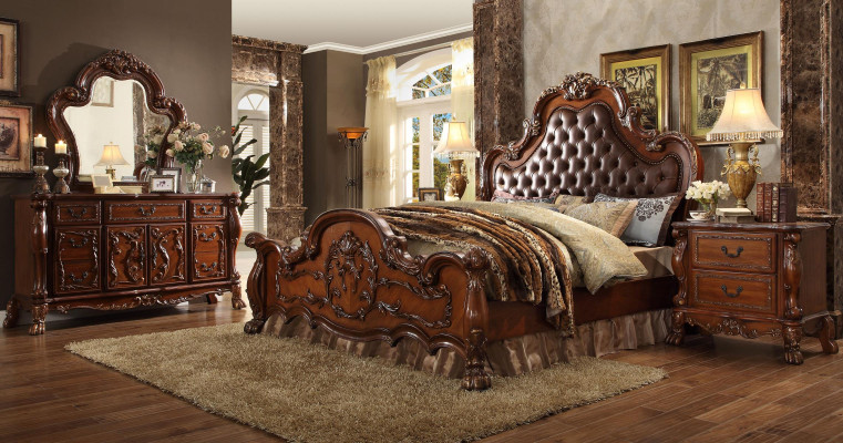 Bed 2x Nightstands 3 pieces Set Furniture Baroque Rococo Bedroom Set