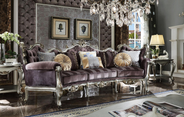 Klassieke vierzits woonkamerbank van textiel in rococo barok luxe sofa.
