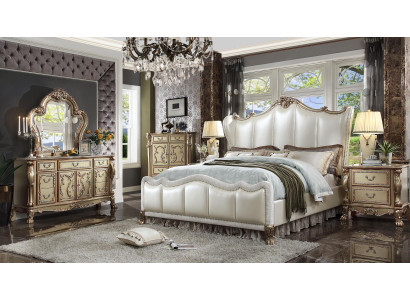Slaapkamer nachtkastjes set bed 5-delig Rococo barok antieke stijl bed hout