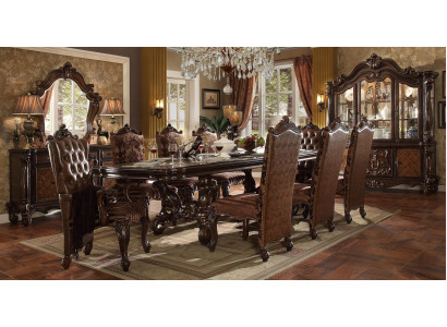 Klassieke complete set eettafel + x6 Chesterfield stoelen eetkamer set